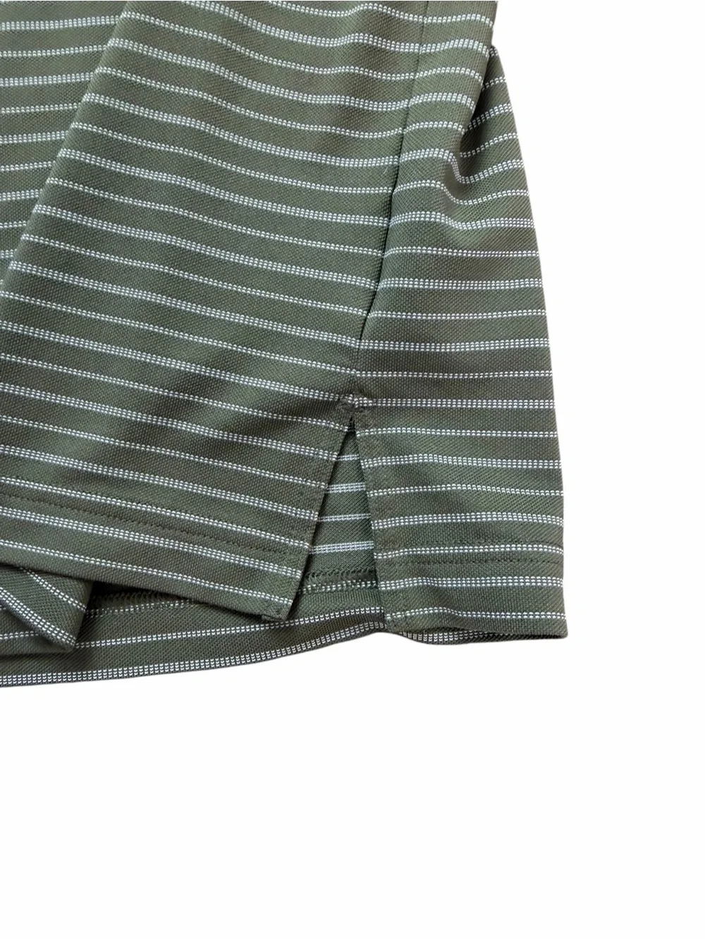 Nike Performance Men's L Green White Striped Short Sleeve Button Golf Polo
